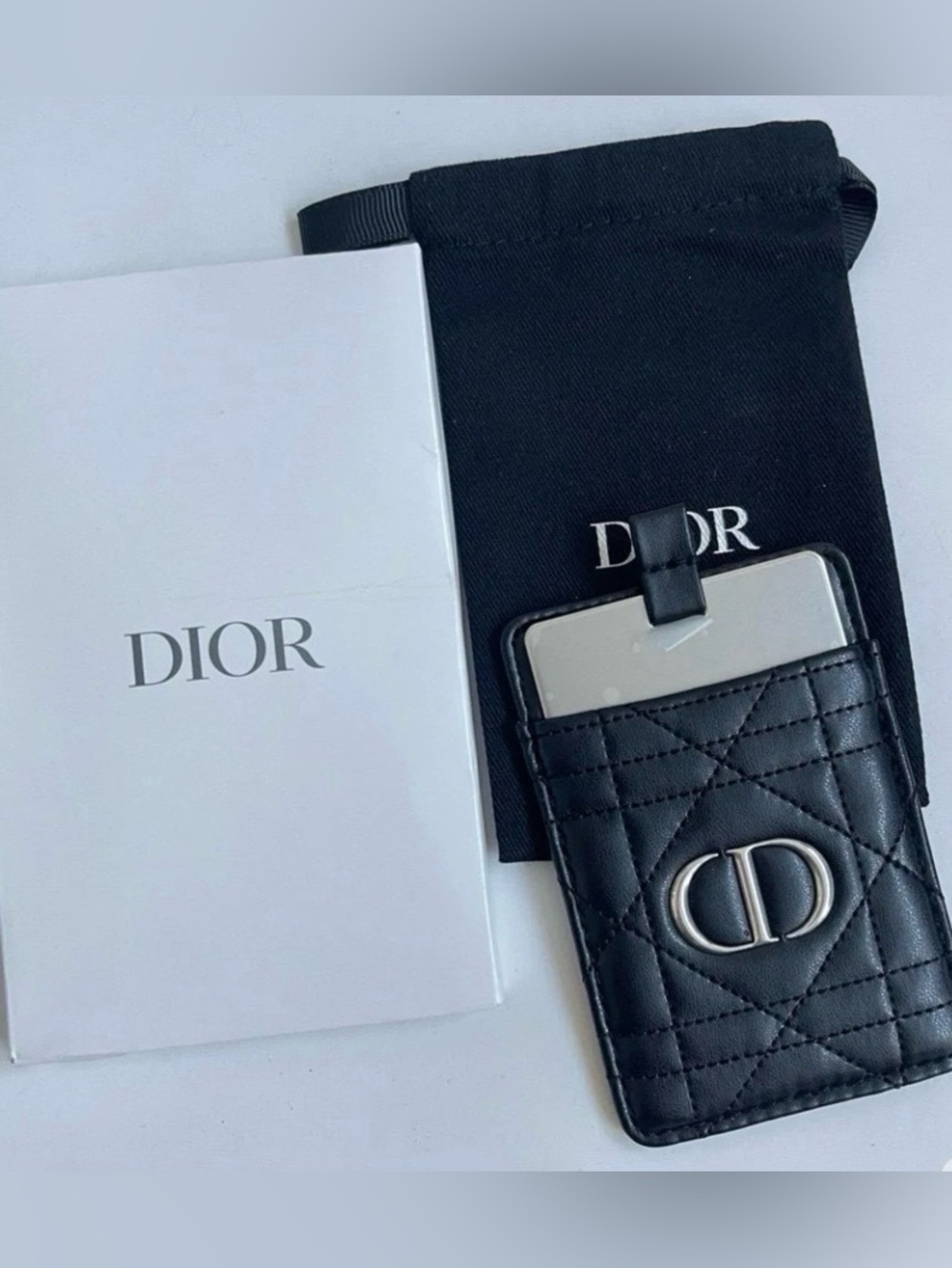 Dior Black Card Holder with Mirror